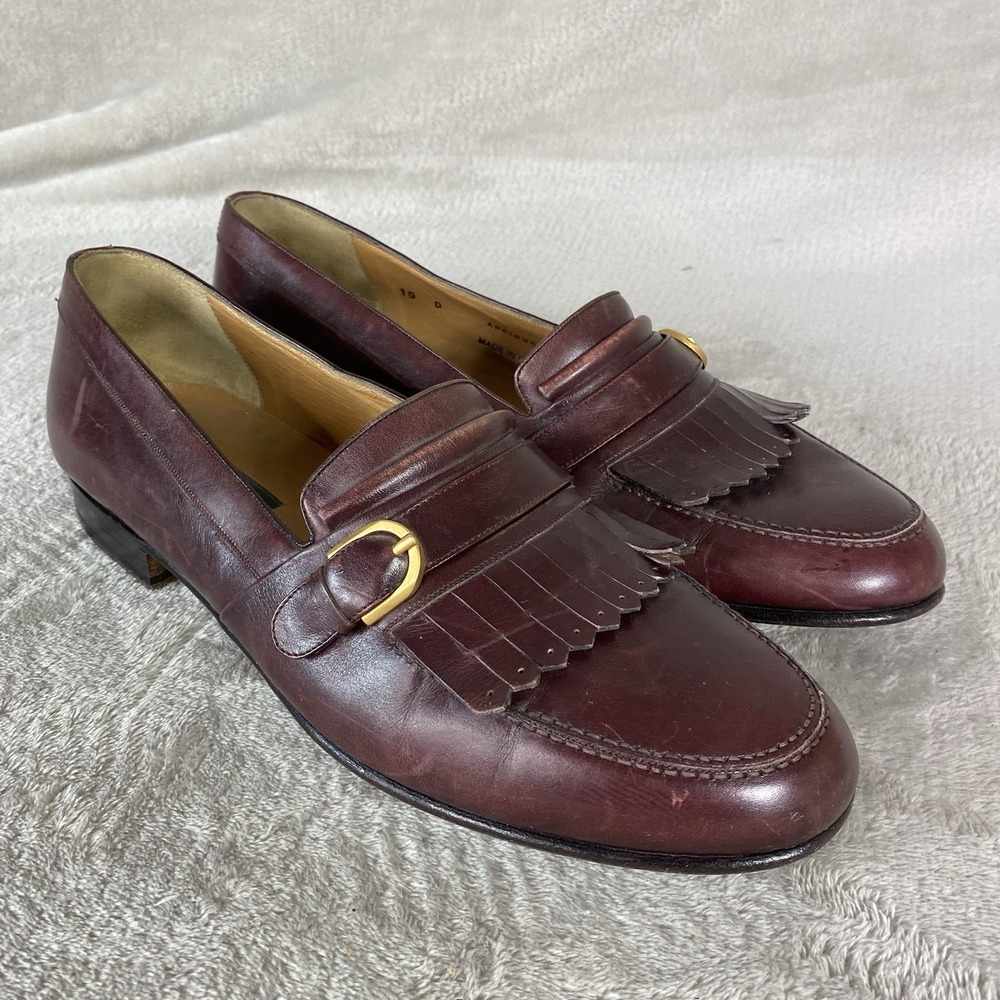 Bally Arciduca Loafer Dress Shoes Mens Size 10 D Brown Mahogany Leather Italy